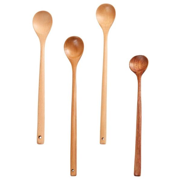

spoons 4pcs wooden long handle soup porridge (assorted color)