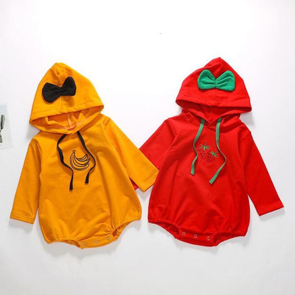 

spring autumn infant long sleeve lovely fruit print hooded clothes baby boys girls rompers, Blue