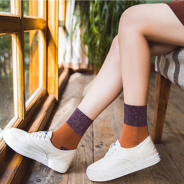 

socks & hosiery retro patchwork color cotton breathable women fashion winter autumn warm middle tube solid elastic floor, Black;white