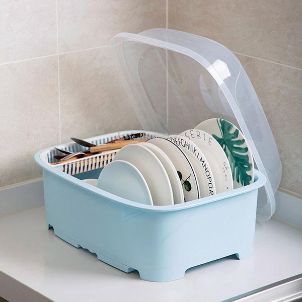 

container plastic rack shelf tableware holder with lid kitchen organization & storage