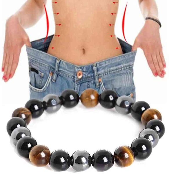 

natural obsidian stone couple bracelet magnet tiger eye beaded bracelets slimming healthy weight loss jewelry women men braceket, Golden;silver