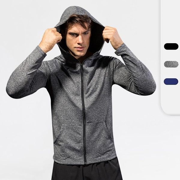 

men's vests fall/winter sports coat fitness running training long sleeve zipper casual hoodie quick-dry, Black;white