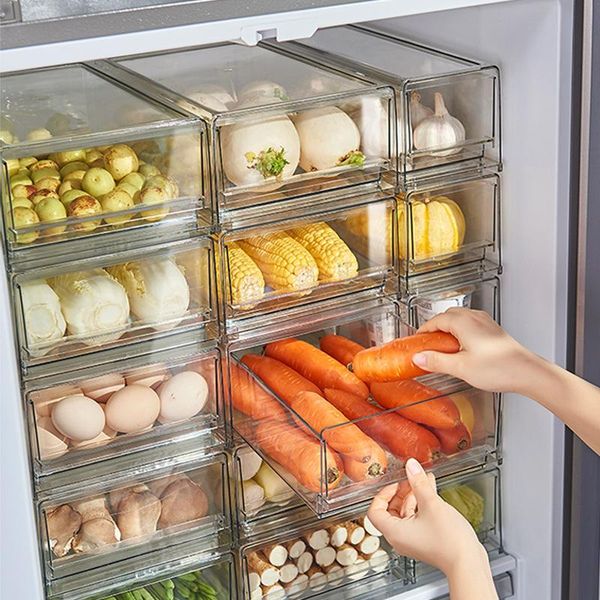 

storage bottles & jars kitchen convenience transparent refrigerator organizer box drawer type for er cabinet counter c1