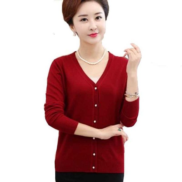 

women's sweaters autumn winter middle-aged elderly mother large size wool dottoming sweater knitted cardigan jacket a43 4wxf, White;black