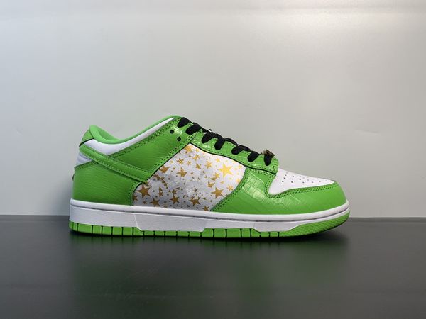 

skateboard shoes sb duk low og qs color white/mean-green metallic gold leisure shoes sneakers ship shoebox