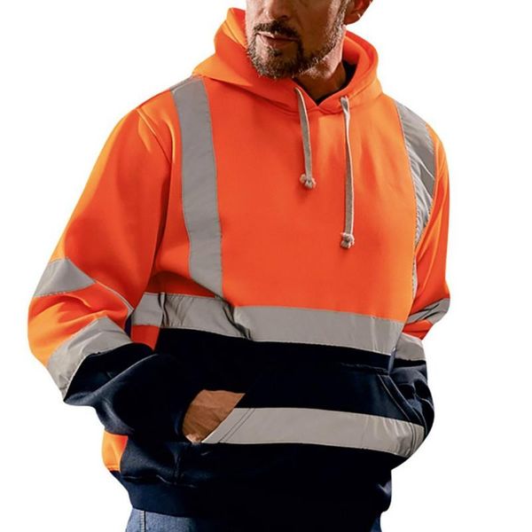 

hoodies male reflective sportswear men's jacket work high visibility pullover long sleeve coat clothes streetwear jackets, Black;brown