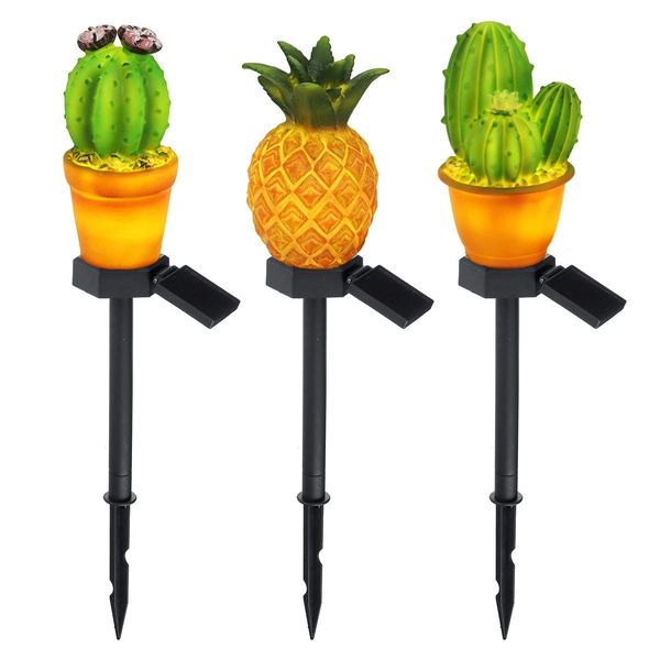 

solar outdoor ground plug pineapple cactus plant light /lawn landscape - k10 pro