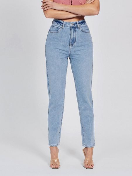 

tall washed straight leg jeans 6770#, Blue