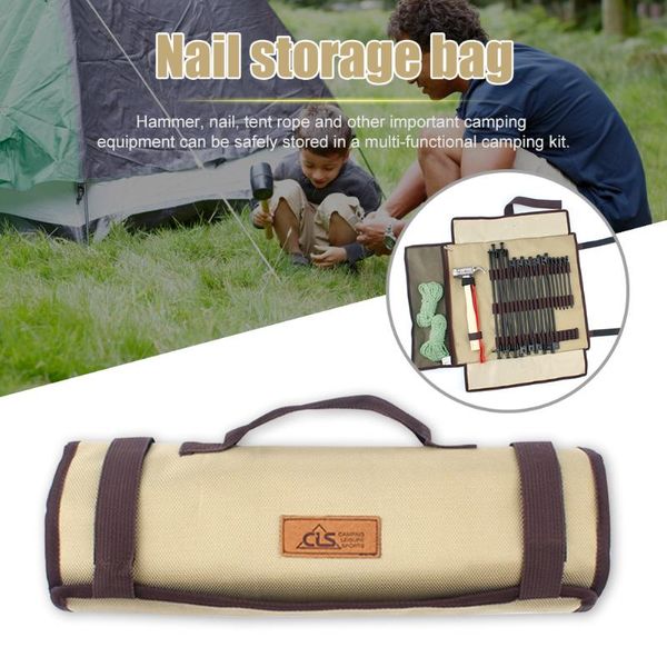 

outdoor camping equipment multifunctional storage bag tent rope nail cover hammer portable bags
