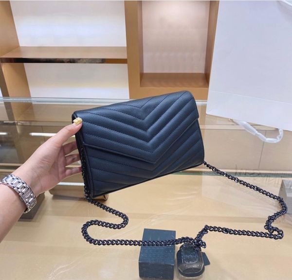 

designer bag cross body handbags high-end shoulder bags crossbody clutch wallet fashion luxury two-color chain grain genuine leather with or