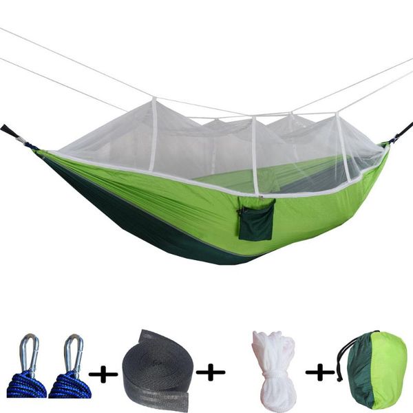 

agemore portable double sleeping hammock with mosquito net ultralight high strength parachute fabric camping swing camp furniture