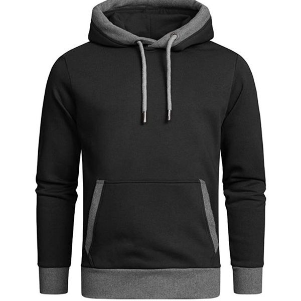 

solid color plush hooded sweater korean loose men's coat leisure sports trend hoodie men, Black