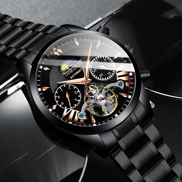 

gentlemen watches brand fashion random automatic luxury designer waterproof mechanical relogio masculino, Slivery;brown
