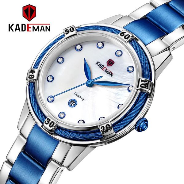 

wristwatches relogio feminino blue watches for women luxury quartz watch stainless steel calendar waterproof quartz-wristwatches lady gift, Slivery;brown