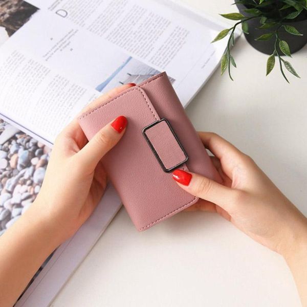 

wallets cute small wallet 2021 fashion purse women casual solid card holder for student carteira feminina, Red;black