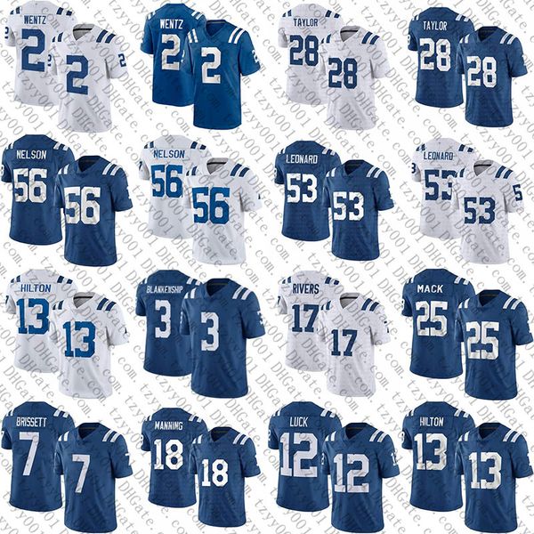 

2 carson wentz 28 jonathan taylor football jersey quenton nelson darius leonard peyton manning michael pittman jr t.y. hilton rodrigo blanke, Black;red