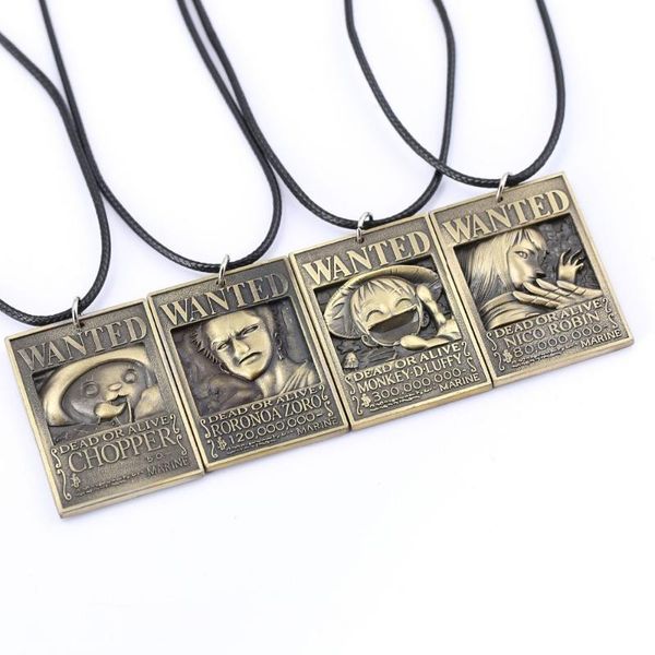 

wanted poster necklace luffy zoro robin chopper warrant pendant friendship men anime jewelry accessories necklaces, Silver