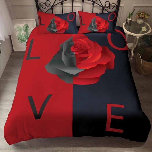 

bedding sets sugan life rose flower 2/3 pcs king  sizes beautiful woman duvet cover set print comforter bed