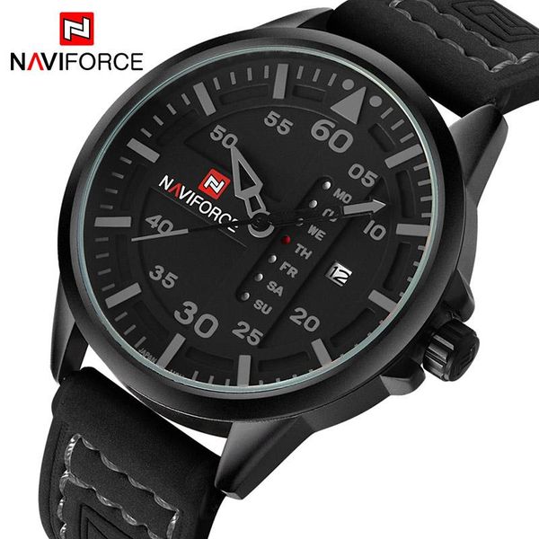 

wristwatches naviforce men army military watches men's quartz date clock man leather strap sports wrist watch relogio masculino, Slivery;brown