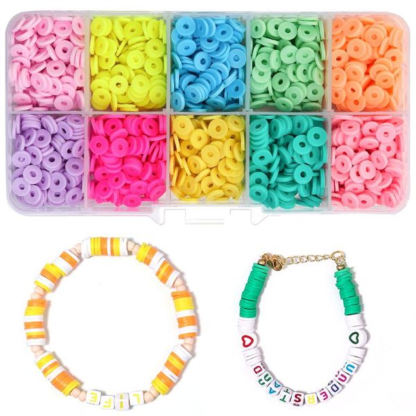 

other 1600pcs flat round spacer beads soft clay colorful 6mm for jewelry bracelets making diy necklace earr