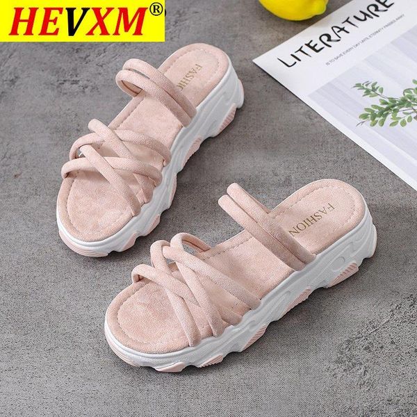 

women's platform slippers summer 2021 -selling fashion wear pink comfortable simple casual shoes, Black