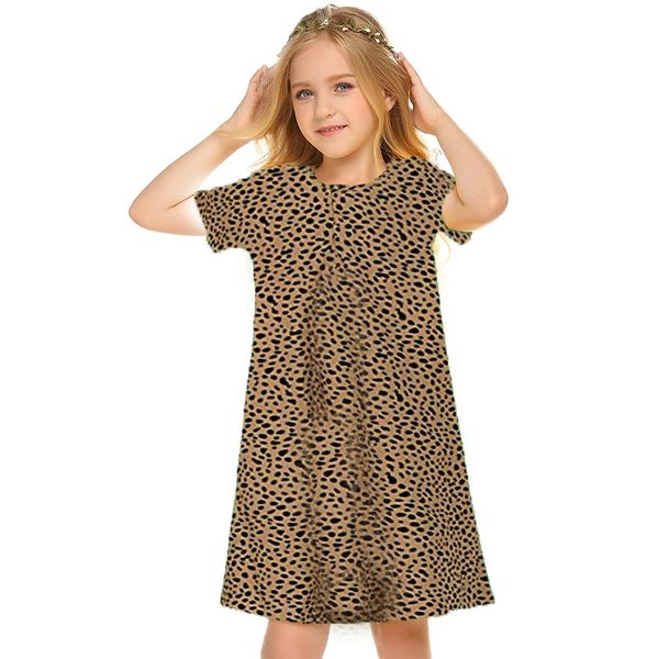 

black dot print dress, short sleeve print dress, children's casual dress, a-line skirt knee-length, simple, elegant and colorful 5-15 y, Red;yellow