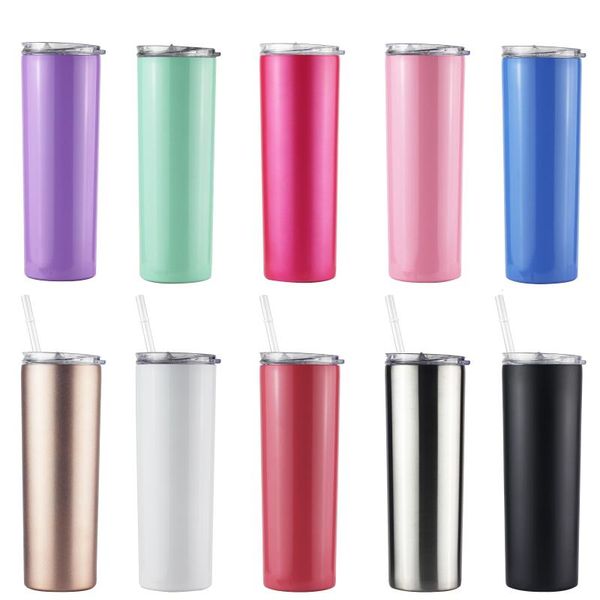 

water bottles 20oz durable slim tumblers with lids and straws stainless steel double vacuum home travel insulated cup coffee cups mugs