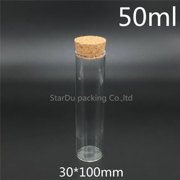 

high-quality 30*100mm 50ml wishing glass bottle with cork ,50cc vials display bottles wholesale 20pcs storage & jars