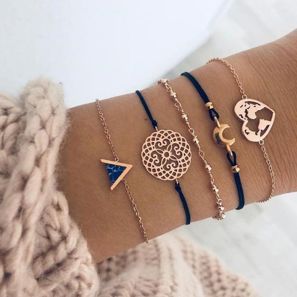 

link, chain 2021 boho engraved geometry triangle black turquoises fine bracelet accessories gift for women wholesale