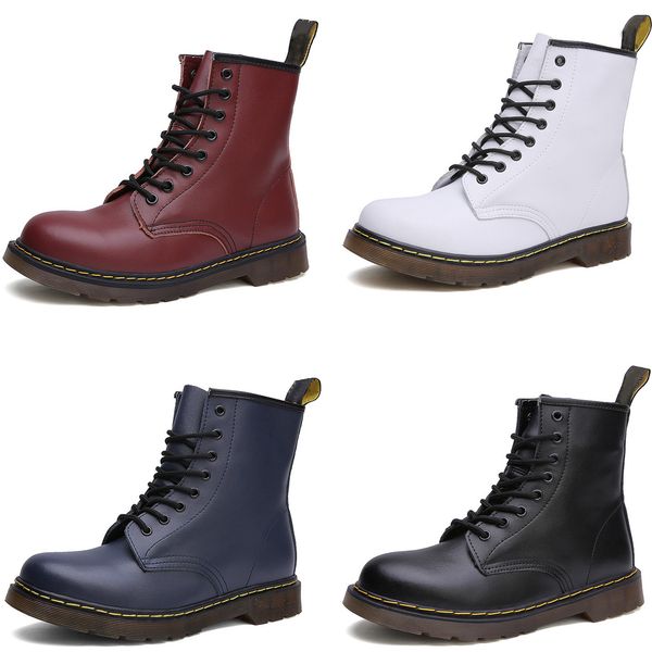 

dr.classic 8-hole martin boots autumn winter ankle boots for woman and man female platform fashion tie straps booties cowhide leather mens c, Black