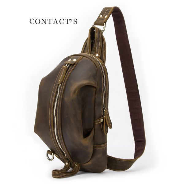 

black angel crazy horse cowhide chest trend men's messenger bag