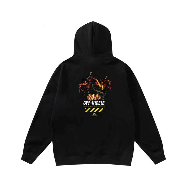

off wireik men's wear | spring and autumn thin hooded sweater trend versatile fun print oversize, Black