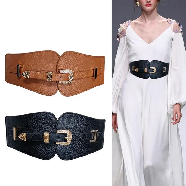 

belts plus size corset belt female waist stretch cummerbunds wide for women vintage ceinture femme waistband, Black;brown