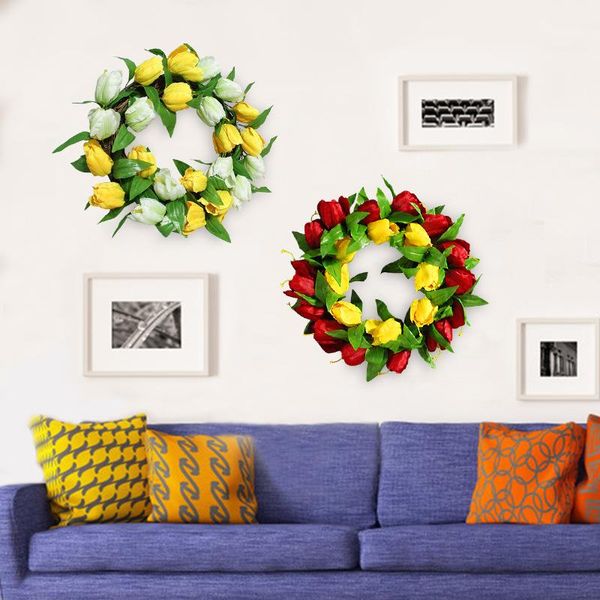 

decorative flowers & wreaths artificial silk tulip round for party wedding decoration garland door hanger window wall hanging