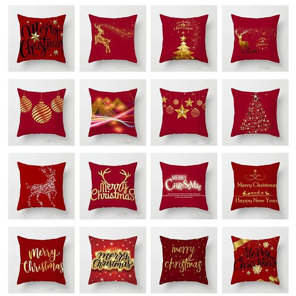 

pillow case merry christmas cushion cover decoration santa claus reindeer printed decorative home bedroom office car pillowcase