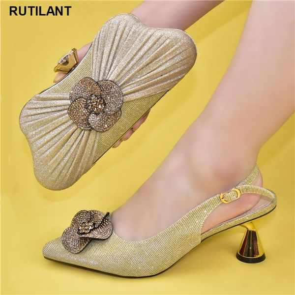 

dress shoes arrival ladies italian and bag set decorated with rhinestone woman bags high heels women pumps, Black