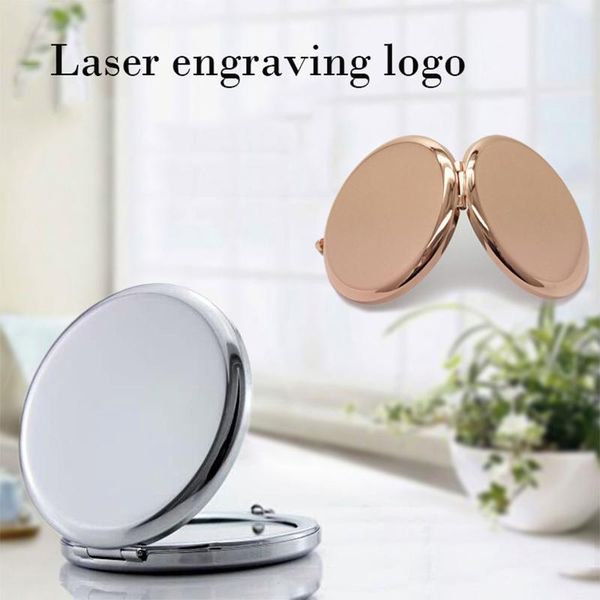 

mirrors double-sided folding metal cosmetic pocket mirror compact vanity simple circular beauty logo custom gift small