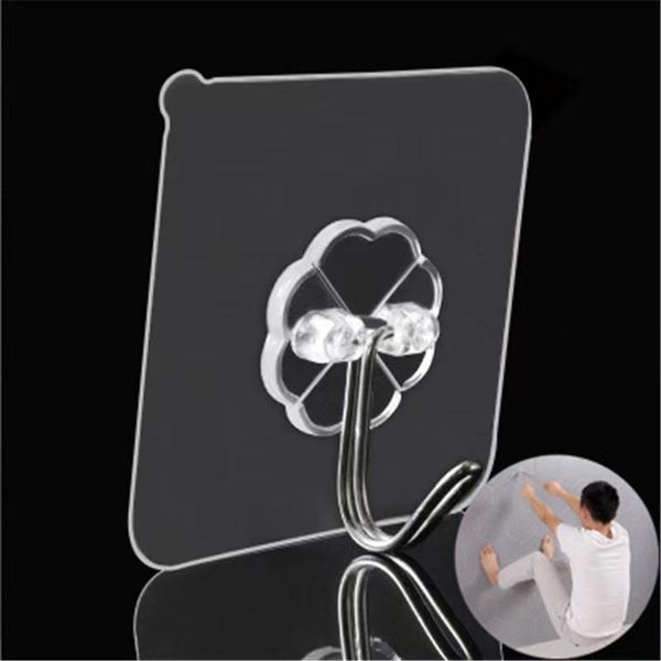 

hooks & rails strong self adhesive hook transparent door wall hangers hanging suction heavy load rack sucker for kitchen bathroom