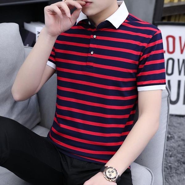 

shirt brand men polo cotton short sleeve casual breathable button, White;black