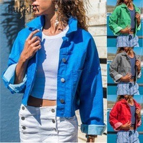 

women's jackets large size s-5xl denim for women autumn streetwear pockets button single breasted female jacket blue coat, Black;brown