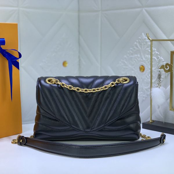 

brand designer shoulder bag women's fashion v-shape luxury vintage gold chain leather messenger bags size 24*14*9cm