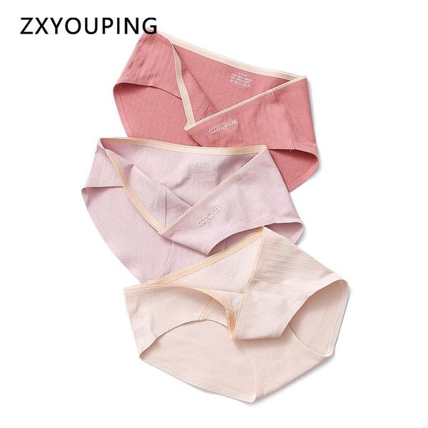 

3pcs -4xl low waist pregnant women panties seamless cotton briefs v-shaped belly support underwear maternity lingerie big size women's, Black;pink