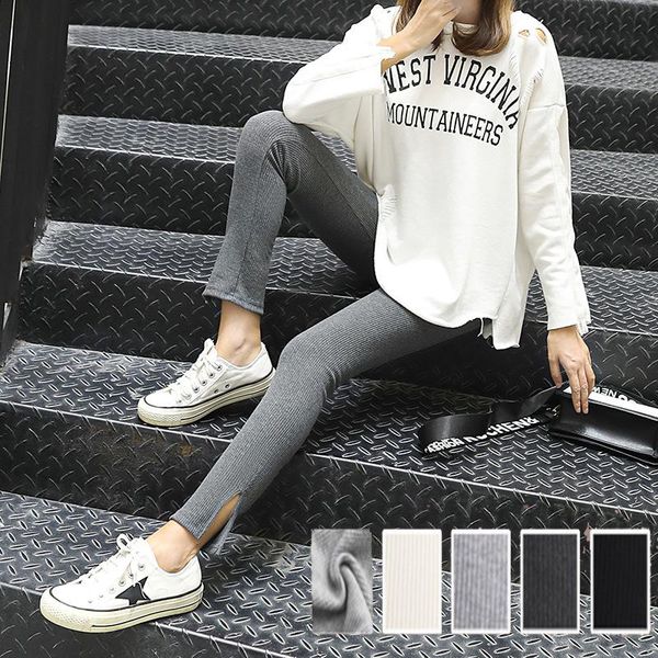 

women's leggings high elastic vertical strip nine points pants, Black