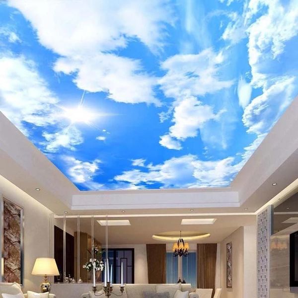 

wallpapers custom 3d po wallpaper mural papel de parede blue sky white clouds sun sunshine large for ceiling decoration