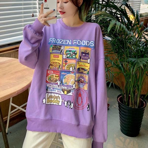 

women's hoodies & sweatshirts pullover hoodie women cartoon letter printing loose sweatshirt sweat femme plus size ies black winter clo