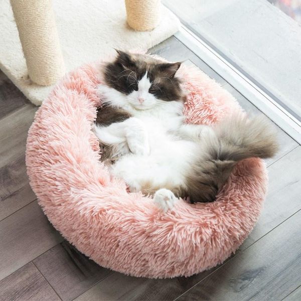 

kennels & pens fluffy calming dog bed super soft round washable long plush kennel for large cat house drop
