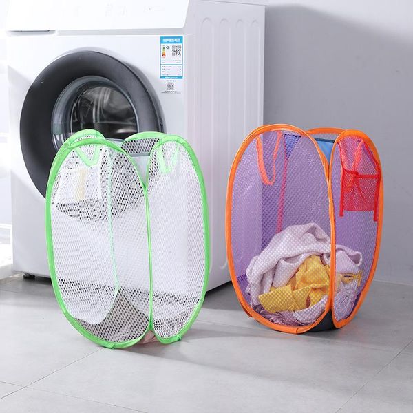 

laundry bags folding color net dirty clothes basket ocean ball storage blue home