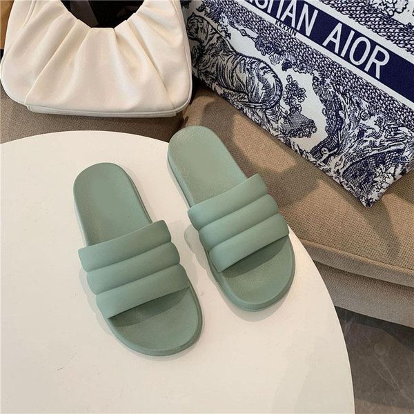 

sandals slippers female home casual pvc sole women's flat in green, Black