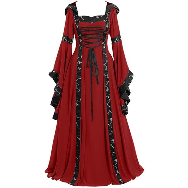 

casual dresses maxi ruffled women's vintage medieval floor length renaissance gothic cosplay dress ladies elegant long vestido de, Black;gray