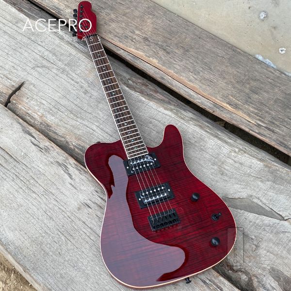 

grote set in neck red color electric guitar black hardware locking tuners